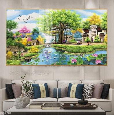 Tải file File tranh đồng quê DQ298 (gốc) in nhanh