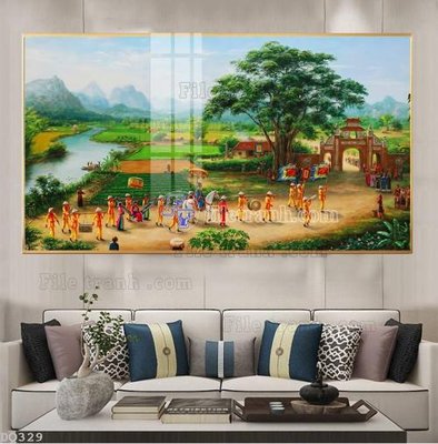 Tải file File tranh đồng quê DQ329 (PSD) cho in tranh 3D