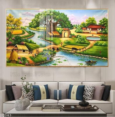 File tranh gốc File tranh đồng quê DQ343 (bản quyền) file PSD