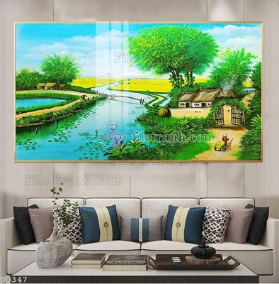 File gốc in mica File tranh đồng quê DQ347 chất lượng