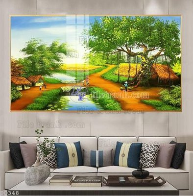 Tải file gốc File tranh đồng quê DQ348 (in không vỡ ảnh)