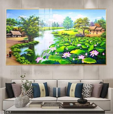 File gốc in ấn File tranh đồng quê DQ367 chuẩn màu CMYK