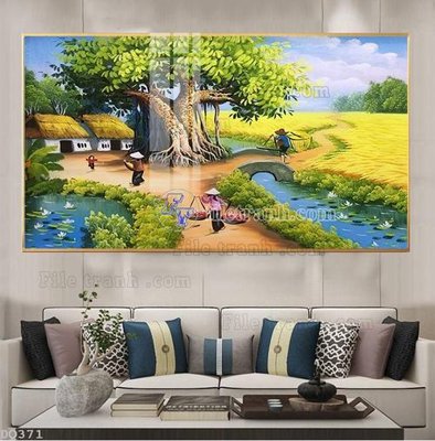 File gốc File tranh đồng quê DQ371 (in mica) cắt laser