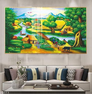 Tải file gốc File tranh đồng quê DQ373 (để in lụa)