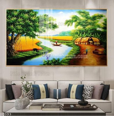 Ảnh mô tả file gốc in mica File tranh đồng quê DQ393