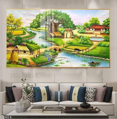 File tranh gốc PSD File tranh đồng quê DQ404 còn nguyên layer