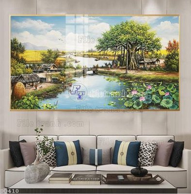 File in trần File tranh đồng quê DQ410 (file gốc) xuyên sáng