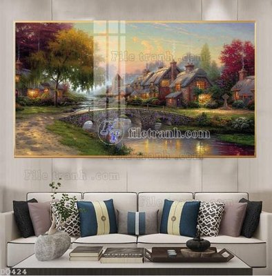 Tải file File tranh đồng quê DQ424 (PSD) cho in tranh kính
