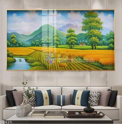 Ảnh gốc File tranh đồng quê DQ425 (độ nét cao) in mica