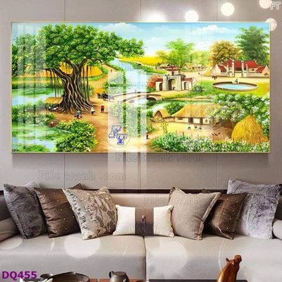 File gốc File tranh đồng quê DQ455 cho in ấn và thiết kế