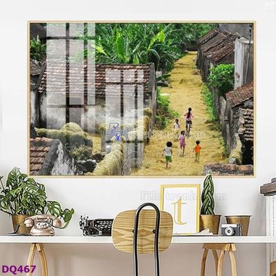 File gốc File tranh đồng quê DQ467 (in lụa) tranh phong thủy