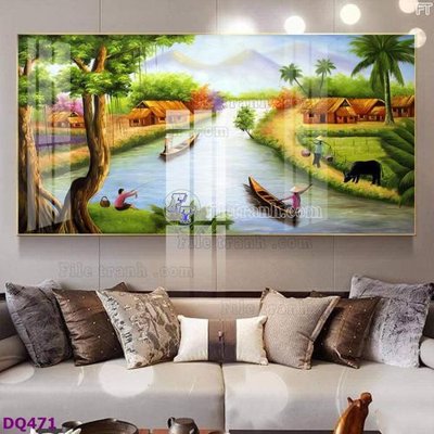 Tải file gốc File tranh đồng quê DQ471 (bản PSD) còn layer