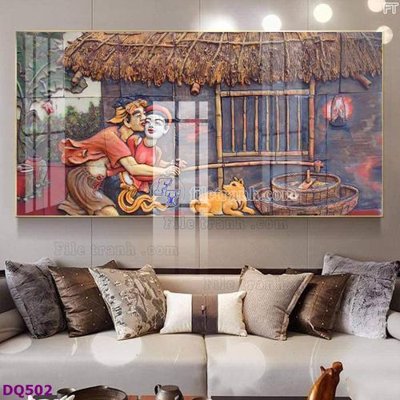 Download file File tranh đồng quê DQ502 (gốc) in mica ốp bếp