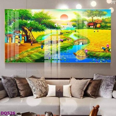 File in trần File tranh đồng quê DQ526 (file gốc) phong thủy