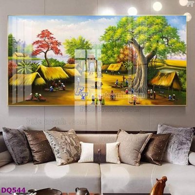 Tải file File tranh đồng quê DQ544 (PSD) cho in tranh kính