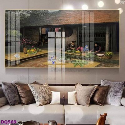 File tranh gốc in trần nhà File tranh đồng quê DQ569 3D