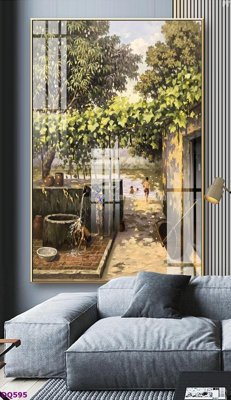 File in trần File tranh đồng quê DQ595 (bản gốc) hoa văn