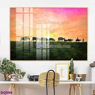 File gốc File tranh đồng quê DQ596 (in tráng gương) hiện đại