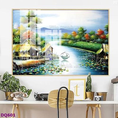 File gốc File tranh đồng quê DQ601 (in lụa) chi tiết cao