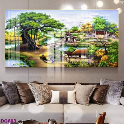 File in trần File tranh đồng quê DQ603 (bản gốc) bầu trời