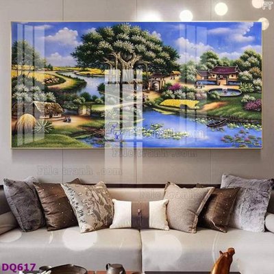 File gốc File tranh đồng quê DQ617 (in ấn) màu sắc trung thực