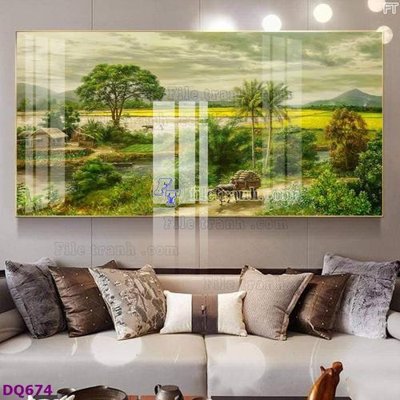 File PSD File tranh đồng quê DQ674 (gốc) tách lớp chi tiết