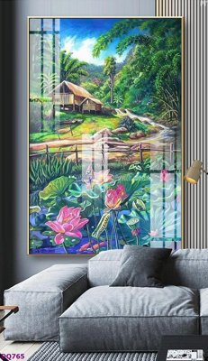 File gốc in tráng gương File tranh đồng quê DQ765 chi tiết