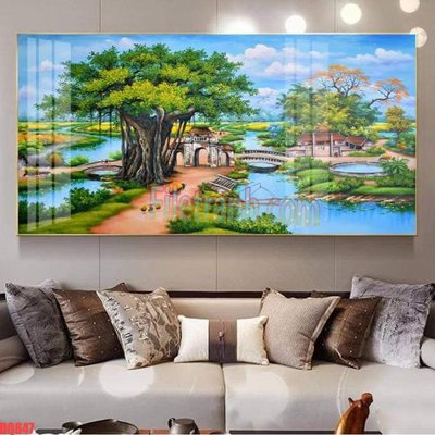 Download file File tranh đồng quê DQ847 (gốc) in mica đèn LED