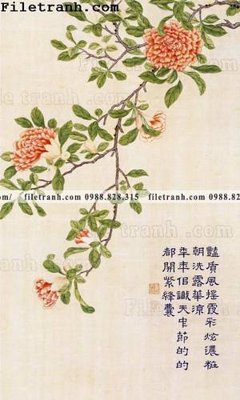 File tranh Dong hoa va chim moi cua Trung Quoc 194 (bản gốc) in lụa 5D