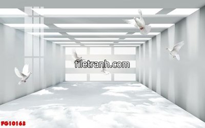 File in trần File in tranh tường hiện đại FG10163 (bản gốc) mây trời