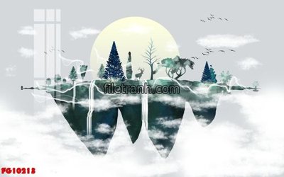 File tranh gốc in trần nhà File in tranh tường hiện đại FG10213 3D