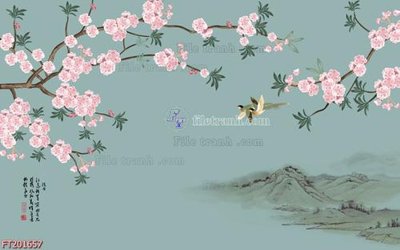 Download file gốc File in tranh tường 3D FT201657 (in lụa) hoa lá