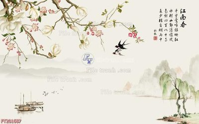 Download file gốc File in tranh tường 3D FT201687 (in lụa) hoa lá