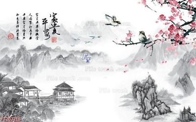 File in trần File in tranh tường 3D FT203218 (bản gốc) phong cảnh