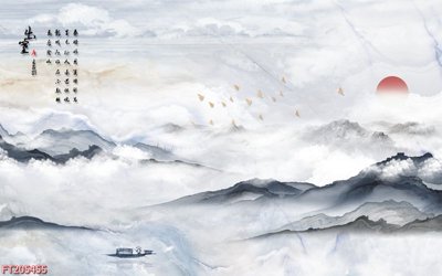 File gốc File in tranh tường 3D FT205455 (in lụa) hoa văn cổ điển