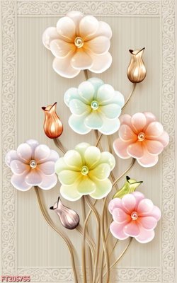 File gốc File in tranh tường 3D FT205756 (in lụa) hoa văn cổ điển