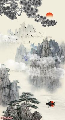 File gốc File in tranh tường 3D FT206657 (in lụa) tranh thuận buồm