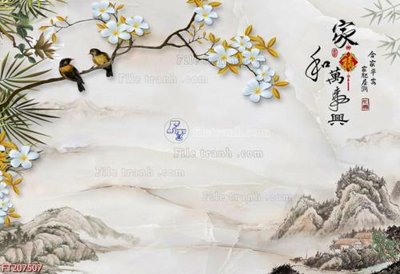 Download file gốc File in tranh tường 3D FT207507 (in lụa) hoa lá