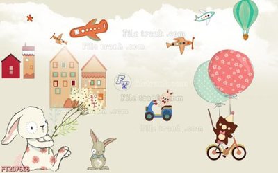 File gốc File in tranh tường 3D FT207616 (trang trí) phòng trẻ em