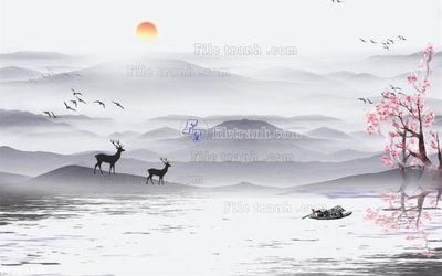 File tranh File in tranh tường 3D FT209825 (bản gốc) in lụa dán tường