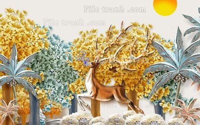 File tranh gốc in trần nhà File in tranh tường hiện đại FT24517 3D