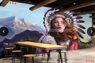 Tải file File psd tường quán cà phê FT2576 (ảnh gốc) in tranh kính