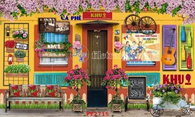 File ảnh File psd tường quán cà phê FT2715 (gốc) in backdrop sự kiện