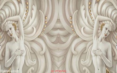 Tải file Tường nền 3D hiện đại FT3D749 (gốc) chủ đề hoa sen