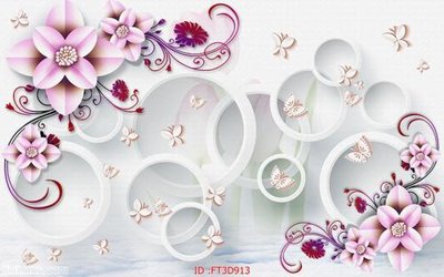 File tranh Tường nền 3D hiện đại FT3D913 (bản gốc) in lụa 3D