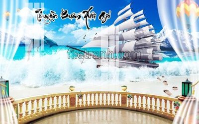 File gốc File tranh thuận buồm xuôi gió FTB119 (in lụa) họa tiết 3D