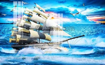 File gốc File tranh thuận buồm xuôi gió FTB174 (in lụa) tranh mã đáo