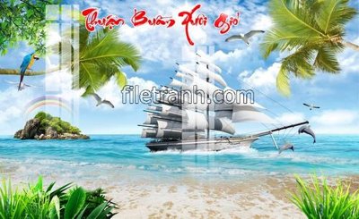 File gốc File tranh thuận buồm xuôi gió FTB209 (in lụa) tranh mã đáo