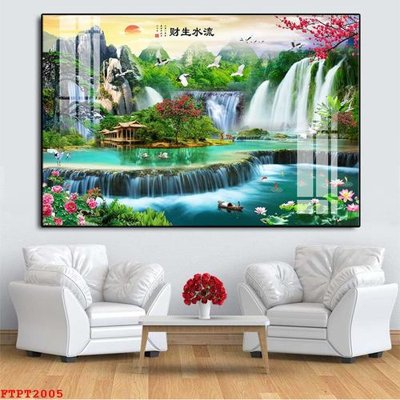 File tranh Tranh sơn thủy thác nước FTPT2005 (file gốc) chuẩn màu in