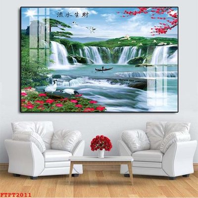 File ảnh Tranh sơn thủy thác nước FTPT2011 (gốc) in decal dán tường